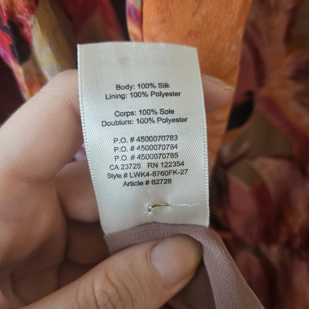 Aritzia Wilfred 100% Silk Rive Floral Colourful Romper Size Small - Picture 10 of 10